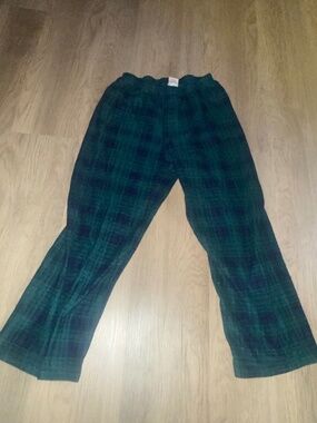 Vintage 90s Open Trails Plaid Fleece Lounge Pants Kids L 12/14 Grunge Cozy Cabin